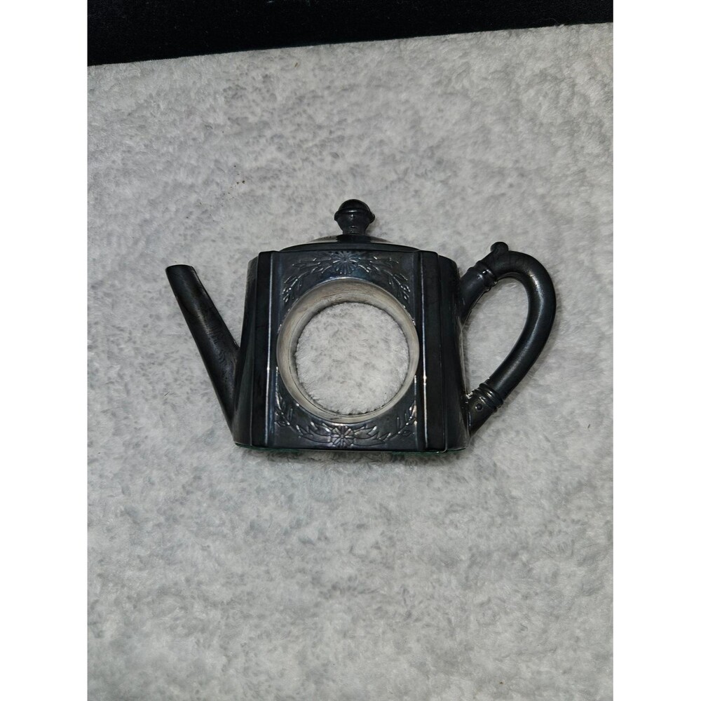 Godlinger Vintage Velvet Box with Four Silver Plated Teapot Napkin Holders - Picture 3 of 11